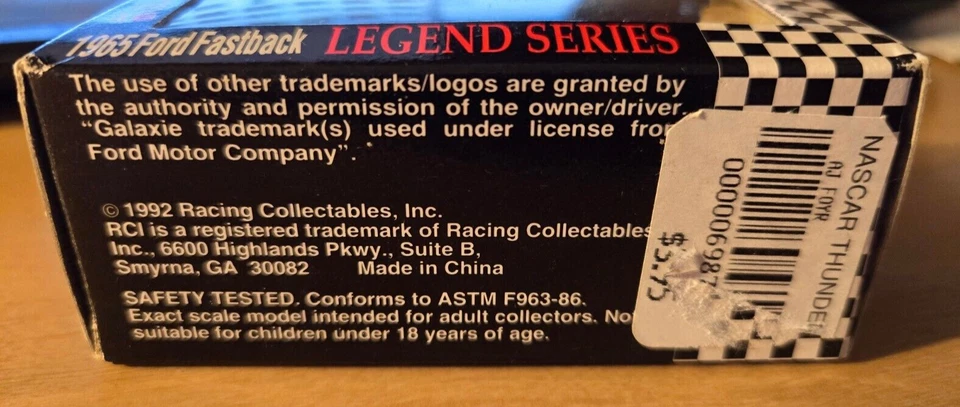 ¡NUEVO EN PAQUETE! RC 1/64 #27 A.J. 1992 vintage Ford Legend 1965 serie 1 diecast Foyt Foto 4 de 4