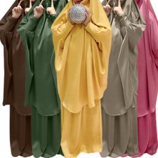 Muslim Ramadan Overhead Khimar Hijab Prayer Dress Kids Girls Islamic Abaya Burqa