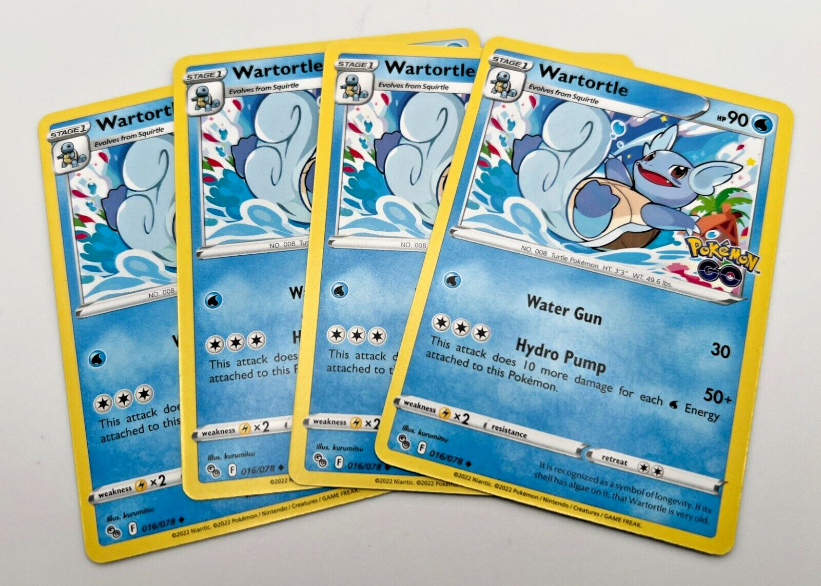 Wartortle 016/078 x4 4x Pokémon GO 2022 Playset