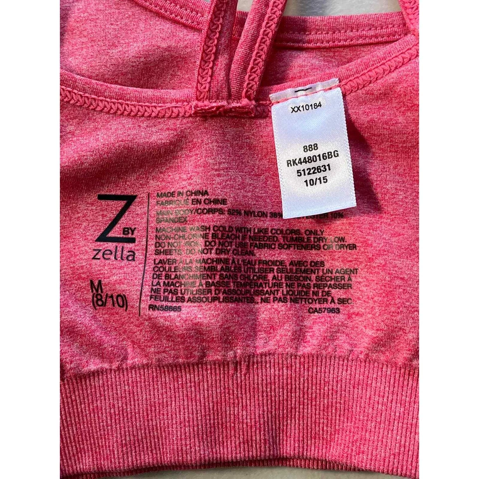 Sujetador deportivo Z BY ZELLA para niñas con doble correa en rosa coral talla mediana 8/10 nuevo sin etiquetas Foto 3 de 4