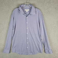 Mizzen Main Shirt Mens XL Blue Check Trim Fit Performance Button Up Stretch