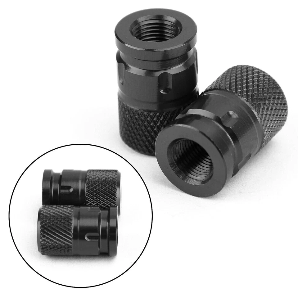 Pair CNC Black Anti-Thief Tire Valve Stem Caps For Car Truck Bike Motorcycle E6 - Image 3 of 4
