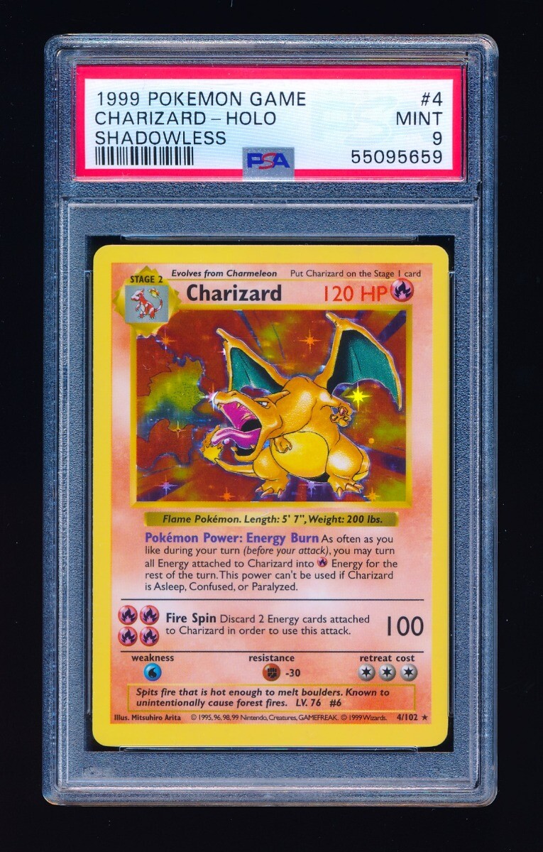 【PSA9】ラッキー 英語1999 シャドーレス shadow less PSA 9 CHARIZARD 1999 POKEMON GAME #4 HOLO SHADOWLESS