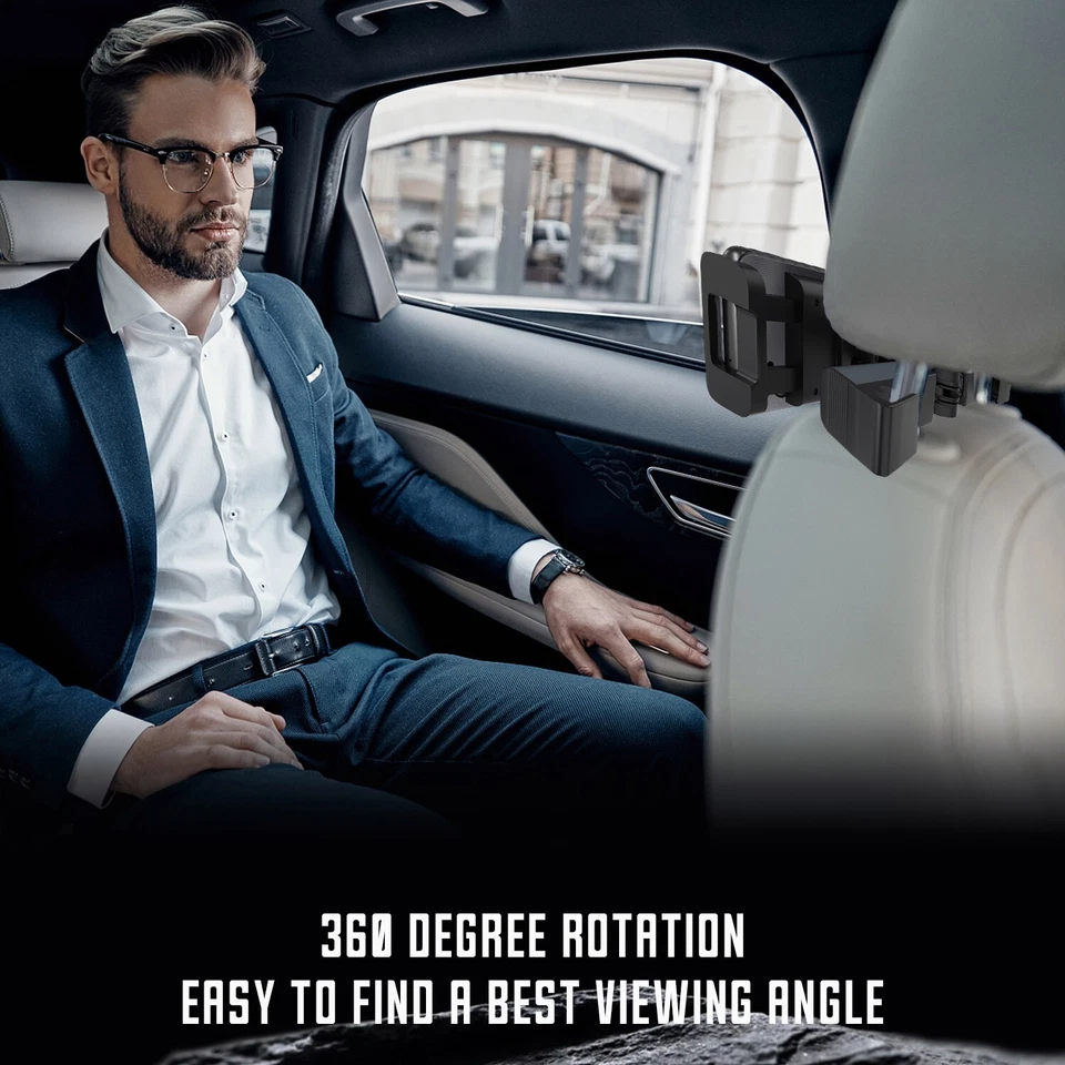 360°Car Back Seat Headrest Mount Tablet Holder for 4.7-12.9” iPad iPhone Samsung - Image 3 of 4