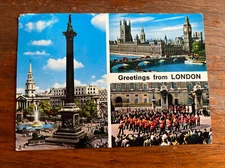 Greetings from London postcard Written, Posted, Stamped John Hinde Limited, 9d