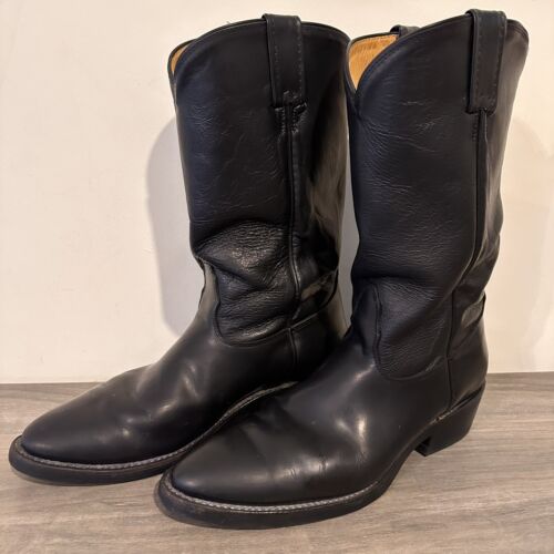Nocona Black Leather Cowboy Western Boots Handcrafted In USA Men’s Vibram
