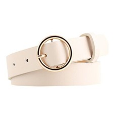 Faux Leather Round Buckle-Casual Belt Stylish Black High Waist Band Fashion Wear