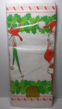 VTG Hallmark Greetings Card Paper MERRY CHRISTMAS  Party Tablecloth JOLLY SANTA
