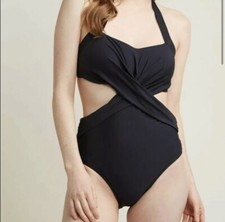 NWT ModCloth Women's Edgy on the Eyes One-Piece Swimsuit - Black - Size X Small