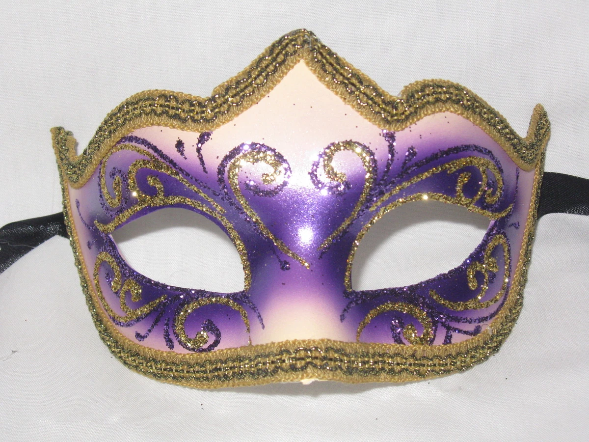 PURPLE GLITTER GOLD VENETIAN MASQUERADE MASK MARDI GRAS WEDDING CARNIVAL  MASKS