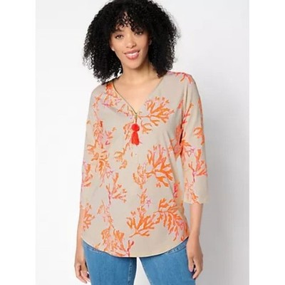 Belle by Kim Gravel Primabelle Knit Ciao Bella! Tassel Zip Top Size Medium