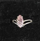 Vintage Marquise Cut Pink Ice Crystal Ring 925 Sterling Silver 7.25 Split Band
