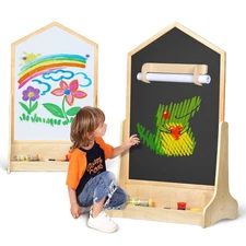 House Design Double-Sided Magnetic Drawing Board w/Detachable Roller and Bi-S...