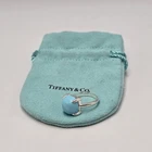 Tiffany & Co. Paloma Picasso Silver Turquoise Sugar Stack Cushion Band Ring 9