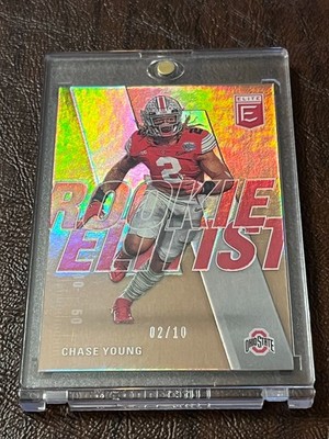 2020 Panini Chase Young OSU RC Rookie Elitist Card Gold Prizm Jersey #02/10