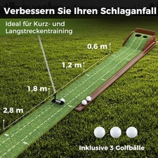 Golf Puttingmatte Auto R&uuml;ckkehr Ball Return automatisch Putting Trainer 3 B&auml;lle
