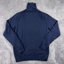 Nordstrom Turtleneck Sweater Mens XLT 100 Merino Wool Navy Blue Pullover Preppy