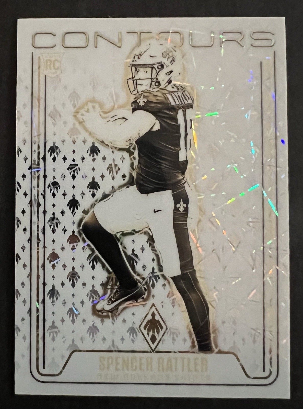 2024 Panini Phoenix #CON-SRR Spencer Rattler Rookie Contours Lazer Saints
