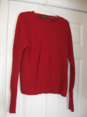 Valerie Stevens Women's Dark Red Cable Knit Cashmere Sweater