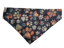 Fall Pumpkin Paw Prints Over the Collar Dog Bandana Slips on Collar Size Large