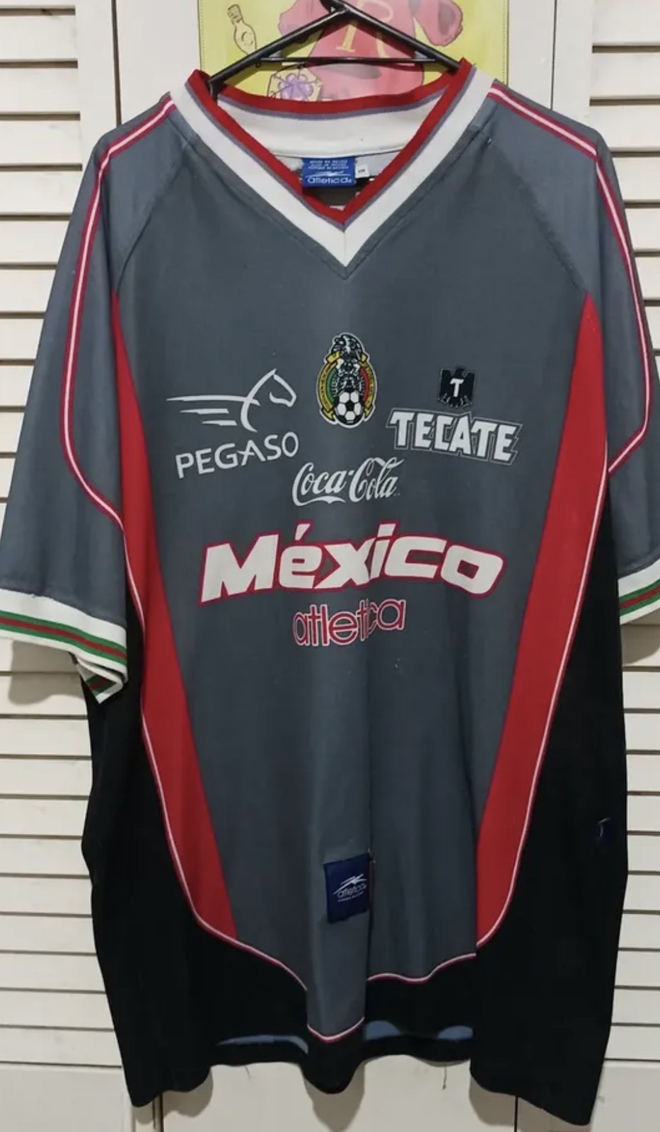 MEXICO 2004 Atletica Men's Soccer Jersey Vintage Training Shirt Grey G/L