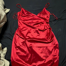 Inspired Hearts Women's Red Satin Full Slip, Adjustable Straps, Size L