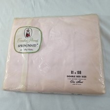Vintage NIP Combed Percale 81x108 Sheet By Spring Maid Pale PINK Double BED