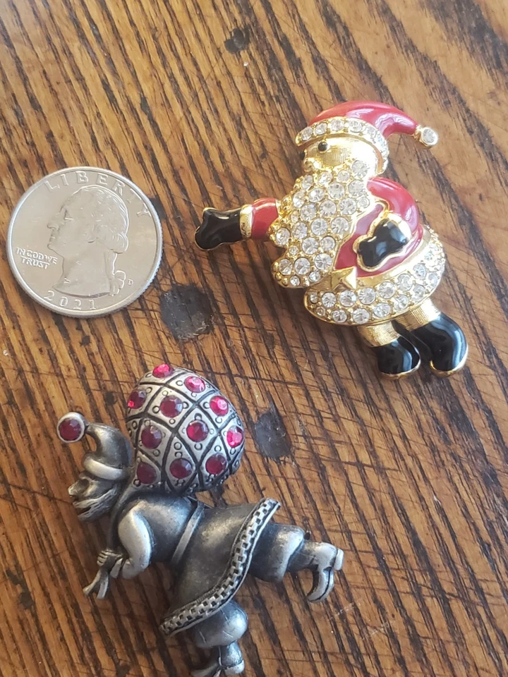 Swarovski Cisne Auténtico Papá Noel Pin Y OLIVER Papá Noel Pin Broche Navidad  Foto 2 de 4