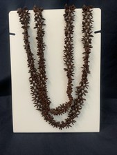Brown Hawaiian Koa Seed Lei Single Strand Necklace Boho Jewelry 50"