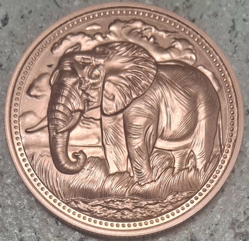 ELEPHANT COIN  1 Oz. BU COPPER ROUND  .999 FINE BULLION - QUALITY MAGNIFICENT! S