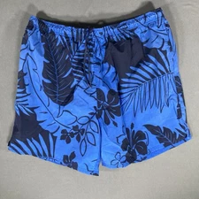 Wave Zone Swim Trunks Blue Floral Size Large Mens Vintage Nylon