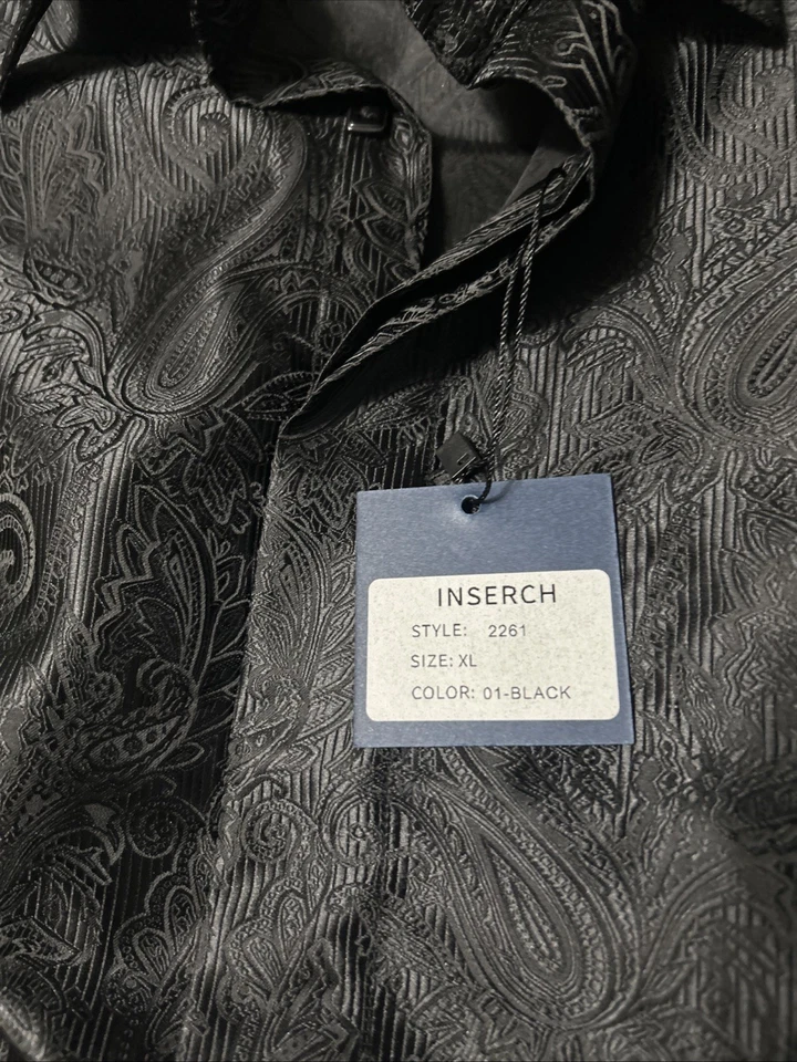 NEW INSERCH Mens Sport Paisley Premium Jacquard Fashion Shirt Regular Fit Blue - Image 2 of 3