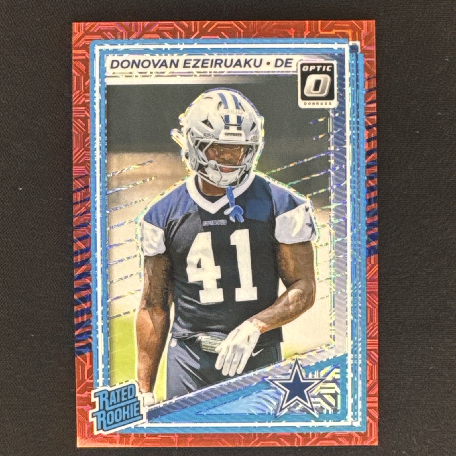 2025 Donruss Optic Donovan Ezeiruaku #230 Red Mojo Rated Rookie Cowboys