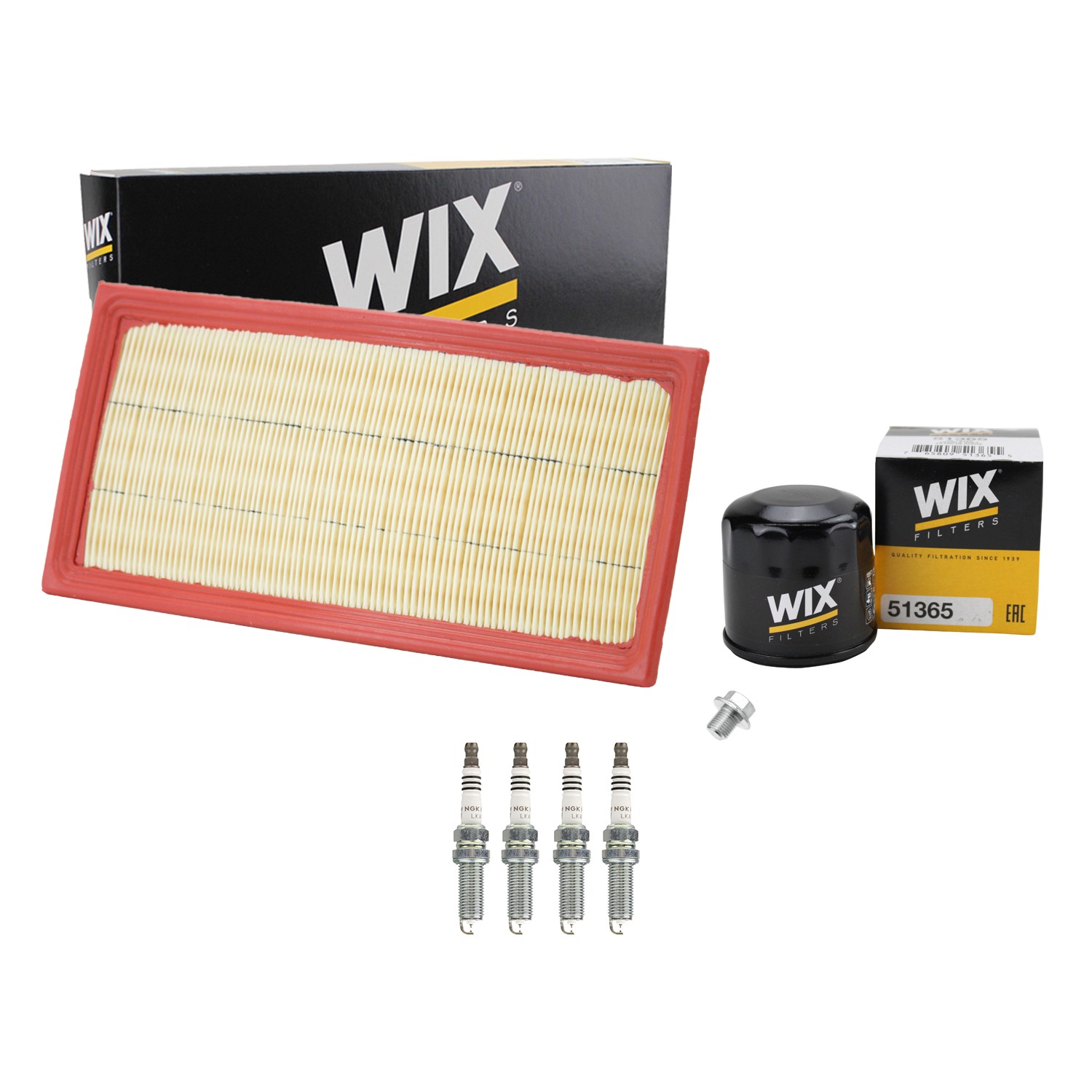Wix Engine Air Oil Filter  NGK 4 Spark Plug Kit for Equator 2.5 L4 QR25DE 09-12
