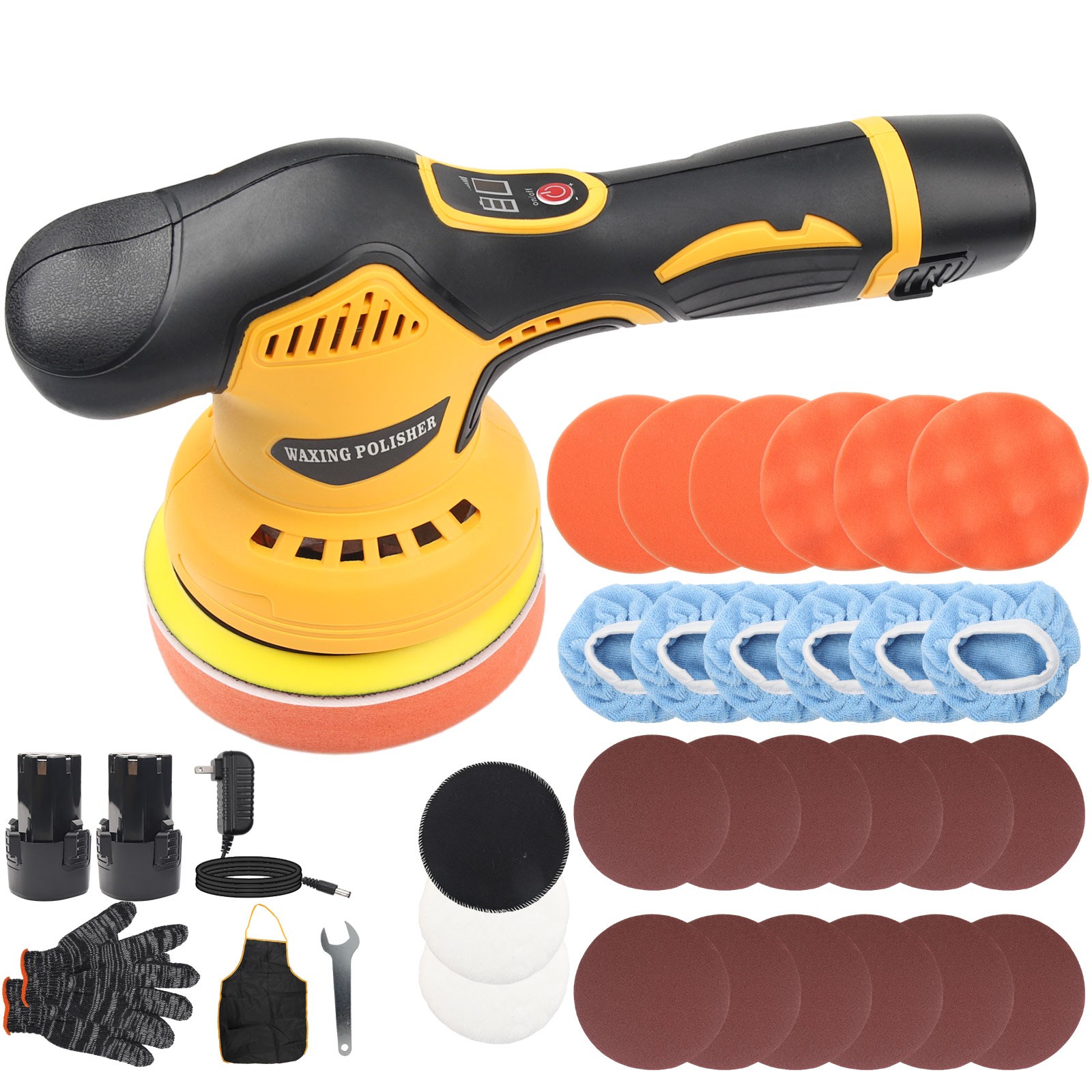 Dual Action Car Polisher Buffer Machine Cordless 6" Sander Polishing Kit Battery