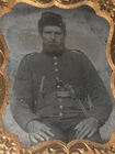 Rare 1860s Double Ambrotypes of Armed Civil War Soldier and as CIVILIAN