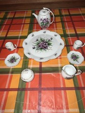 Miniature Purple Floral Porcelain Tea Set 8 pieces total