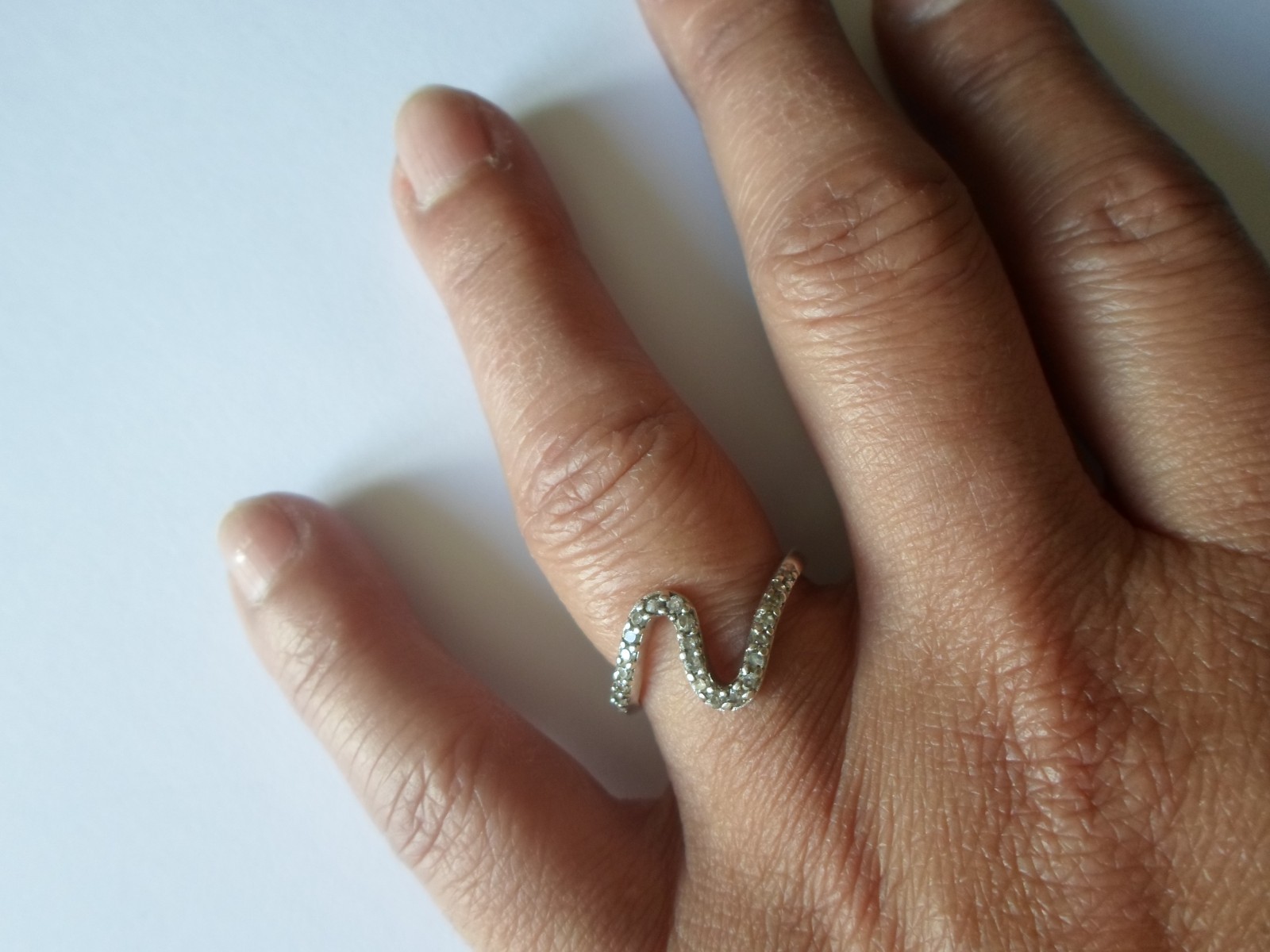 solid silver ring, zirconium paved wave, size 56 - image 4