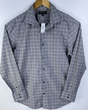 New Banana Republic Button Up Shirt Gray Plaid Tailored Slim Fit Men Large