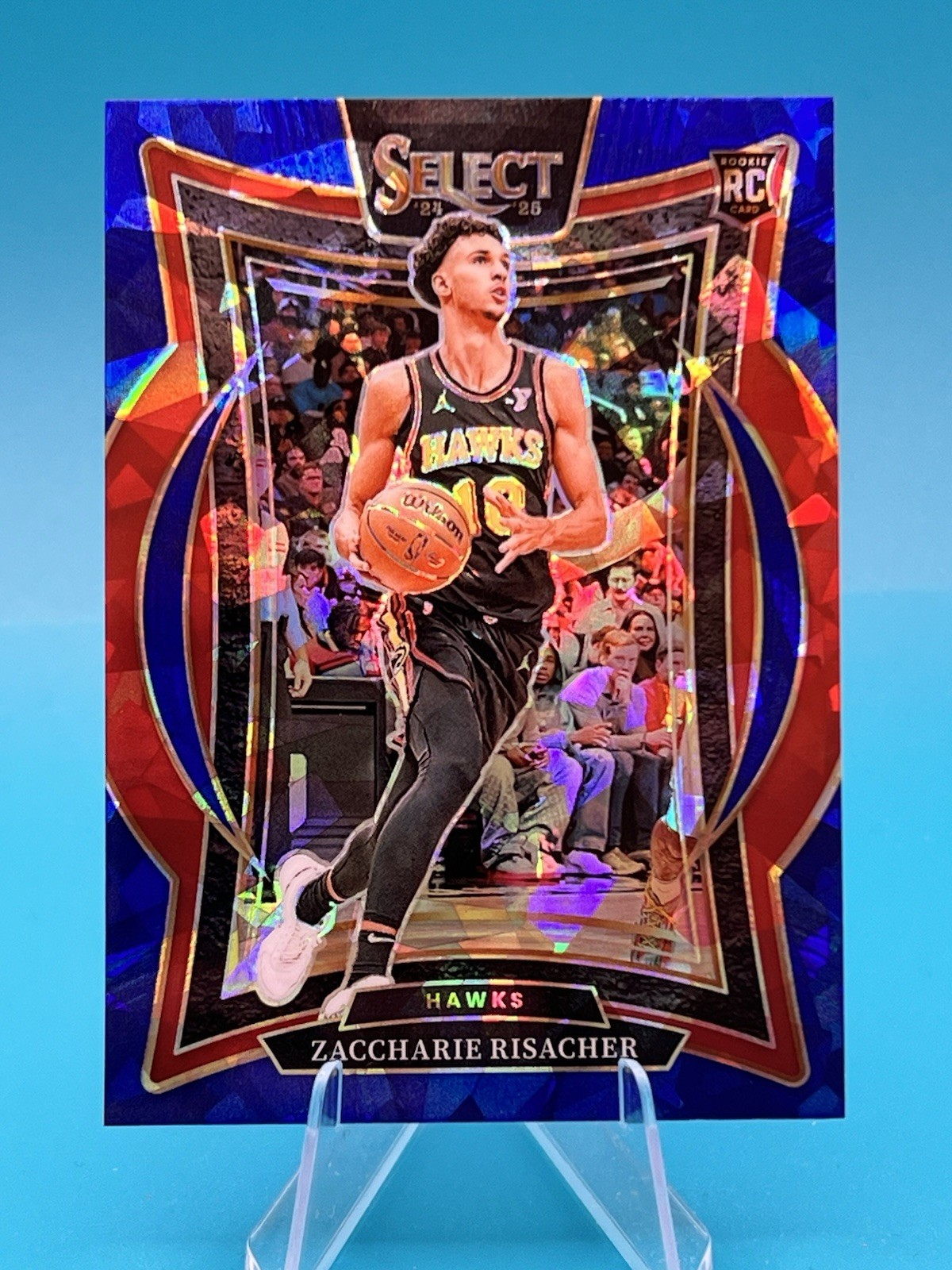 2024-25 Panini Select - Concourse Zaccharie Risacher #86 (RC) Blue Cracked Ice