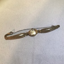 Vintage Waltham 17 Jewels Women's Gold Tone Wrist Watch Woven Band AS IS