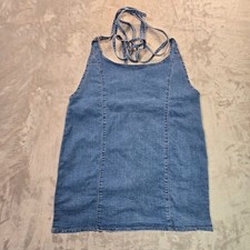 PrettyLittleThing Women’s Denim Apron Dress Size 12 / UK 16 Blue Utility Style