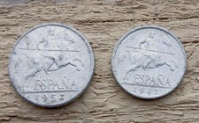 Lot Of 2 Coins 1945 ,1953 Spain  5,10  Centimos Coins