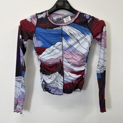 Free People Movement Shirt Women Colorful Rocky Ridge Twilight LS $68 NEW Xsmall