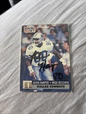Autographed 1991 Pro Set Alvin Harper Rookie Card Dallas Cowboys Pre-Owned. rookie card picture