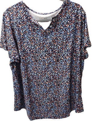 Bette Boutik Womens Plus Crewneck Short Sleeve Tunic Tops, Multi, 3XL