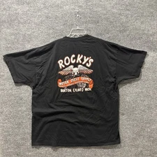 Vintage 00’s Rocky’s Motor Cycle Supply Flint Men’s Black Short Sleeve T-Shirt 