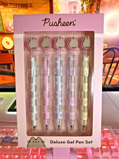 2025 Pusheen Deluxe 5 Gel Pen Set Black Ink Love Hearts Topper Pink Box
