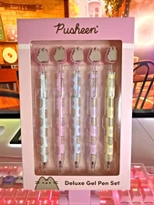 2025 Pusheen Deluxe 5 Gel Pen Set Black Ink Love Hearts Topper Pink Box