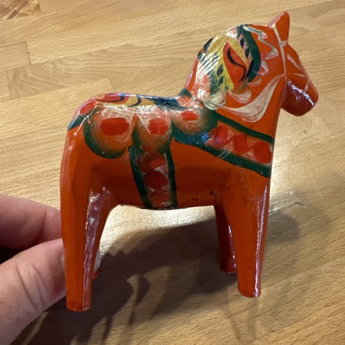 1950s Dala Horse Sweden - 4” Vintage- Dalahemslojd - Nils Olssen - Mora